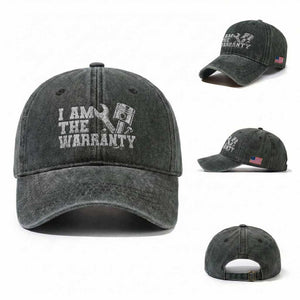 I Am The Warranty Washed Cotton Baseball Cap Race Car Parts Repair Guy Funny Mechanic