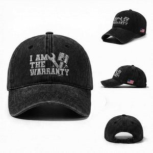 I Am The Warranty Washed Cotton Baseball Cap Race Car Parts Repair Guy Funny Mechanic
