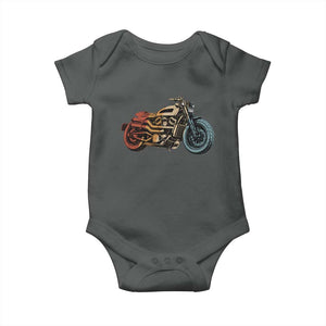 Vintage Motorcycle Baby Onesie Retro Rider Graphic Motorcycle Enthusiasts Bikers Club TS10 Dark Heather Print Your Wear