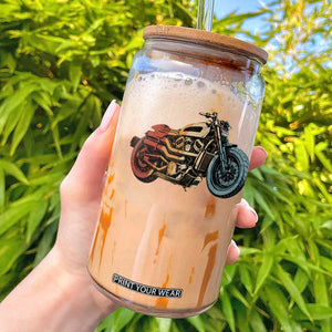 Vintage Motorcycle Glass Can Retro Rider Graphic Motorcycle Enthusiasts Bikers Club TS10 Black Print Your Wear
