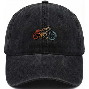 Vintage Motorcycle Washed Cotton Baseball Cap Retro Rider Graphic Motorcycle Enthusiasts Bikers Club TS10 Print Your Wear