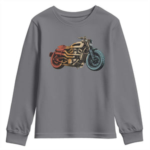 Vintage Motorcycle Youth Sweatshirt Retro Rider Graphic Motorcycle Enthusiasts Bikers Club TS10 Charcoal Print Your Wear