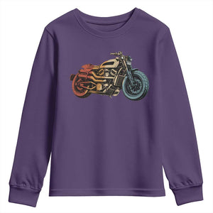 Vintage Motorcycle Youth Sweatshirt Retro Rider Graphic Motorcycle Enthusiasts Bikers Club TS10 Purple Print Your Wear