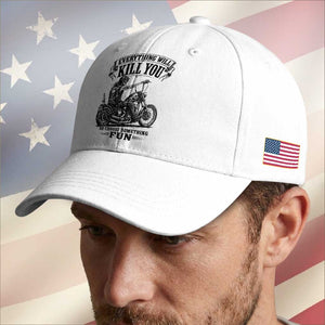 Skeleton Biker Vintage Motorcycle Graphic Baseball Cap Everything Will Kill You So Choose Something Fun TS10 Print Your Wear