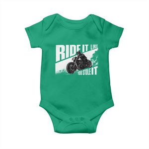 Ride It Like You Stole It Skeleton Biker Baby Onesie Vintage Motorcycle Rider TS10 Irish Green Print Your Wear