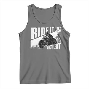 Ride It Like You Stole It Skeleton Biker Tank Top Vintage Motorcycle Rider TS10 Black Heather Print Your Wear