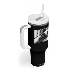 Ride It Like You Stole It Skeleton Biker Tumbler With Handle Vintage Motorcycle Rider TS10 Print Your Wear