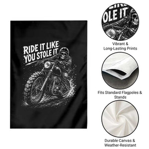 Ride It Like You Stole It Skeleton Rider Vintage Motorcycle Graphic Garden Flag Biker Enthusiasts TS10 Print Your Wear