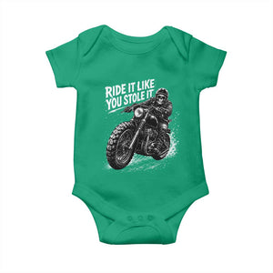 Ride It Like You Stole It Skeleton Rider Vintage Motorcycle Graphic Baby Onesie Biker Enthusiasts TS10 Irish Green Print Your Wear