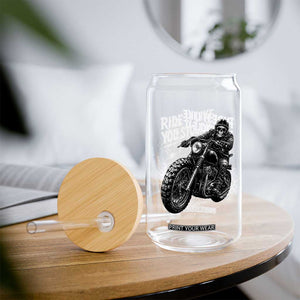 Ride It Like You Stole It Skeleton Rider Vintage Motorcycle Graphic Glass Can Biker Enthusiasts TS10 Print Your Wear