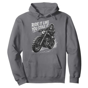 Ride It Like You Stole It Skeleton Rider Vintage Motorcycle Graphic Hoodie Biker Enthusiasts TS10 Charcoal Print Your Wear
