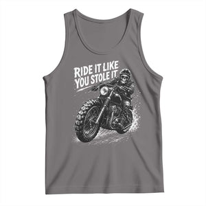 Ride It Like You Stole It Skeleton Rider Vintage Motorcycle Graphic Tank Top Biker Enthusiasts TS10 Deep Heather Print Your Wear
