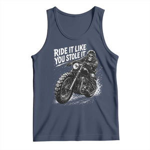 Ride It Like You Stole It Skeleton Rider Vintage Motorcycle Graphic Tank Top Biker Enthusiasts TS10 Navy Print Your Wear