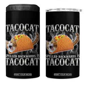 Tacocat Spelled Backwards Is Tacocat 4 in 1 Can Cooler Tumbler Funny Cat Gift 90s Bootleg TS10 One Size: 16 oz Black Print Your Wear