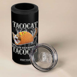 Tacocat Spelled Backwards Is Tacocat 4 in 1 Can Cooler Tumbler Funny Cat Gift 90s Bootleg TS10 Print Your Wear
