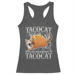 Tacocat Spelled Backwards Is Tacocat Racerback Tank Top Funny Cat Gift 90s Bootleg TS10 Dark Heather Print Your Wear