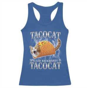 Tacocat Spelled Backwards Is Tacocat Racerback Tank Top Funny Cat Gift 90s Bootleg TS10 Royal Blue Print Your Wear