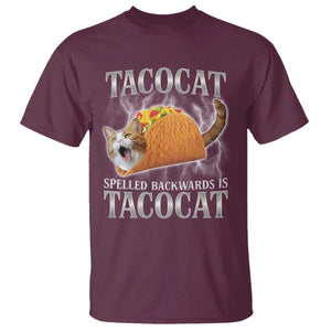 Tacocat Spelled Backwards Is Tacocat T Shirt Funny Cat Gift 90s Bootleg TS10 Maroon Print Your Wear