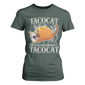 Tacocat Spelled Backwards Is Tacocat T Shirt For Women Funny Cat Gift 90s Bootleg TS10 Dark Forest Green Print Your Wear