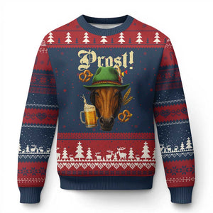 Oktoberfest Horse Ugly Christmas Sweater German Octoberfest Beer Prost Drinking TS10 Navy Red Print Your Wear