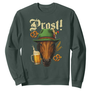 Oktoberfest Horse Sweatshirt German Octoberfest Beer Prost Drinking TS10 Dark Forest Green Print Your Wear