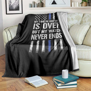 Police Retirement Throw Blanket My Time In Uniform Is Over USA Flag Retied Officer Gifts
