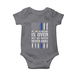 Police Retirement Baby Onesie My Time In Uniform Is Over USA Flag Retied Officer Gifts TS10 Charcoal Print Your Wear