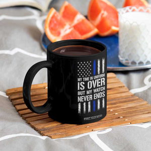Police Retirement Coffee Mug My Time In Uniform Is Over USA Flag Retied Officer Gifts