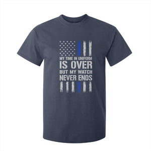 Police Retirement T Shirt For Kid My Time In Uniform Is Over USA Flag Retied Officer Gifts TS10 Navy Print Your Wear