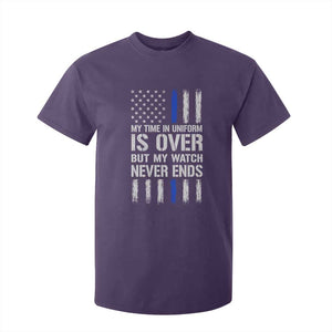 Police Retirement T Shirt For Kid My Time In Uniform Is Over USA Flag Retied Officer Gifts TS10 Purple Print Your Wear