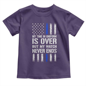Police Retirement Toddler T Shirt My Time In Uniform Is Over USA Flag Retied Officer Gifts TS10 Purple Print Your Wear