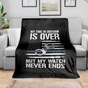 Police Retirement Throw Blanket Handcuffs US Flag Retired Police Graphic
