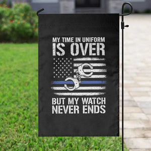 Police Retirement Garden Flag Handcuffs US Flag Retired Police Graphic