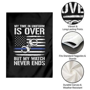 Police Retirement Garden Flag Handcuffs US Flag Retired Police Graphic