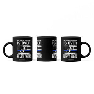 Police Retirement Coffee Mug Handcuffs US Flag Retired Police Graphic