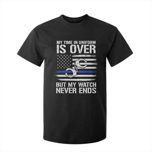 Police Retirement T Shirt For Kid Handcuffs US Flag Retired Police Graphic TS10 Black Print Your Wear