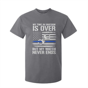 Police Retirement T Shirt For Kid Handcuffs US Flag Retired Police Graphic TS10 Charcoal Print Your Wear