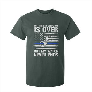 Police Retirement T Shirt For Kid Handcuffs US Flag Retired Police Graphic TS10 Dark Forest Green Print Your Wear
