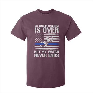 Police Retirement T Shirt For Kid Handcuffs US Flag Retired Police Graphic TS10 Maroon Print Your Wear
