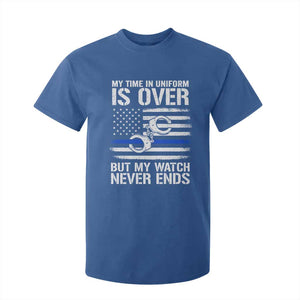 Police Retirement T Shirt For Kid Handcuffs US Flag Retired Police Graphic TS10 Royal Blue Print Your Wear