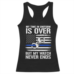 Police Retirement Racerback Tank Top Handcuffs US Flag Retired Police Graphic TS10 Black Print Your Wear