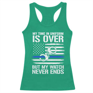 Police Retirement Racerback Tank Top Handcuffs US Flag Retired Police Graphic TS10 Irish Green Print Your Wear