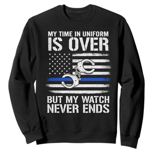 Police Retirement Sweatshirt Handcuffs US Flag Retired Police Graphic TS10 Black Print Your Wear