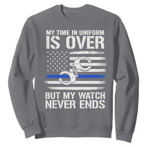 Police Retirement Sweatshirt Handcuffs US Flag Retired Police Graphic TS10 Charcoal Print Your Wear