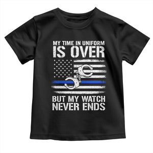 Police Retirement Toddler T Shirt Handcuffs US Flag Retired Police Graphic TS10 Black Print Your Wear