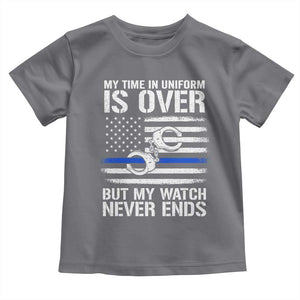Police Retirement Toddler T Shirt Handcuffs US Flag Retired Police Graphic TS10 Charcoal Print Your Wear