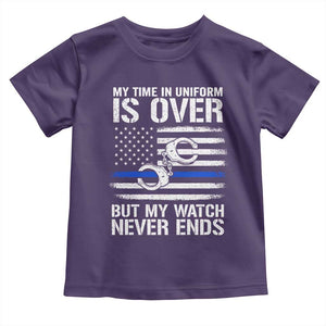 Police Retirement Toddler T Shirt Handcuffs US Flag Retired Police Graphic TS10 Purple Print Your Wear
