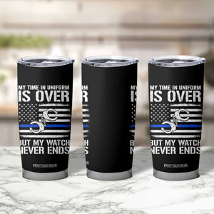 Police Retirement Tumbler Cup Handcuffs US Flag Retired Police Graphic