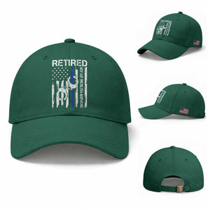 Police Retirement Baseball Cap Retired Not My Problem Anymore Handcuffs US Flag Retired Police Graphic