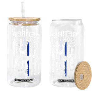 Police Retirement Glass Can Retired Not My Problem Anymore Handcuffs US Flag Retired Police Graphic